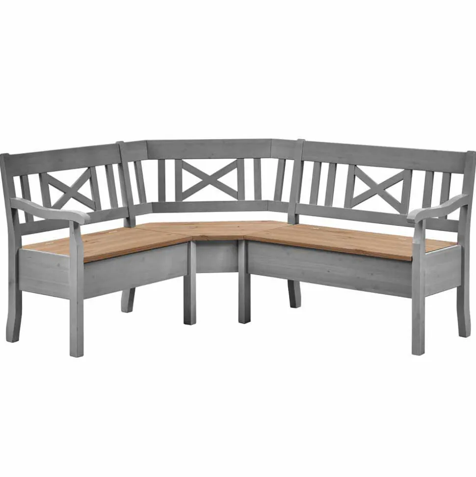 Landhaus Eckbank Jytte in Grau mit Braun