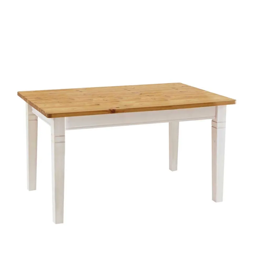 Landhaus Essgruppe Sibiuta in Weiß Kiefer massiv (vierteilig)