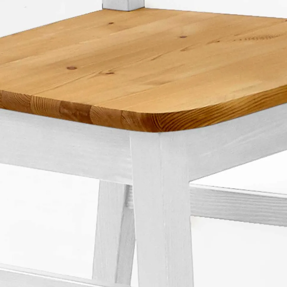 Landhaus Essgruppe Sibiuta in Weiß Kiefer massiv (vierteilig)