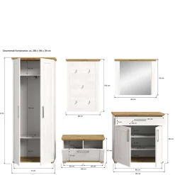 Landhaus Flur Möbelset komplett - Tocella (fünfteilig)