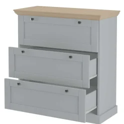 Landhaus Flurkommode in Grau mit Eiche - Rino