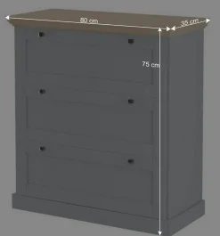 Landhaus Flurkommode in Grau mit Eiche - Rino