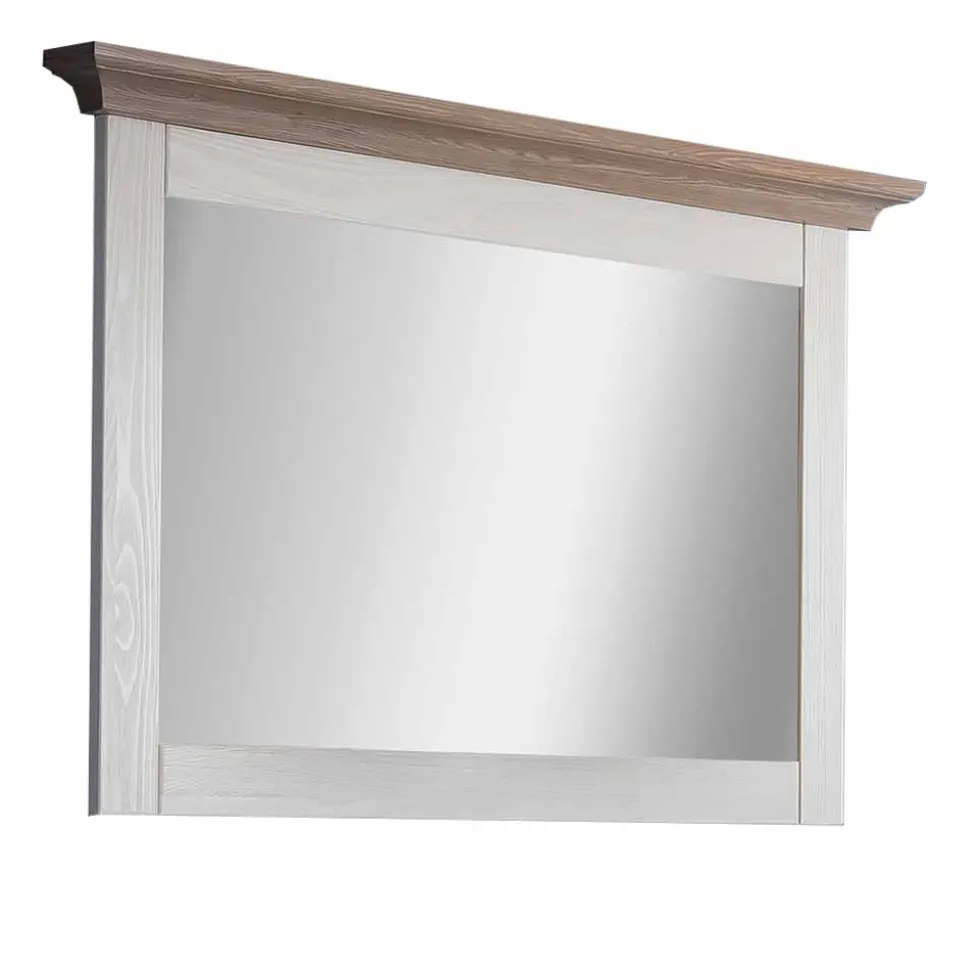 Landhaus Flurspiegel Izarella in Weiß und Taupe