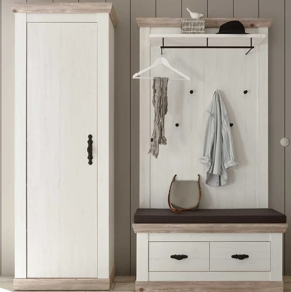 Landhaus Garderoben Möbel zweifarbig - Nedita (dreiteilig)