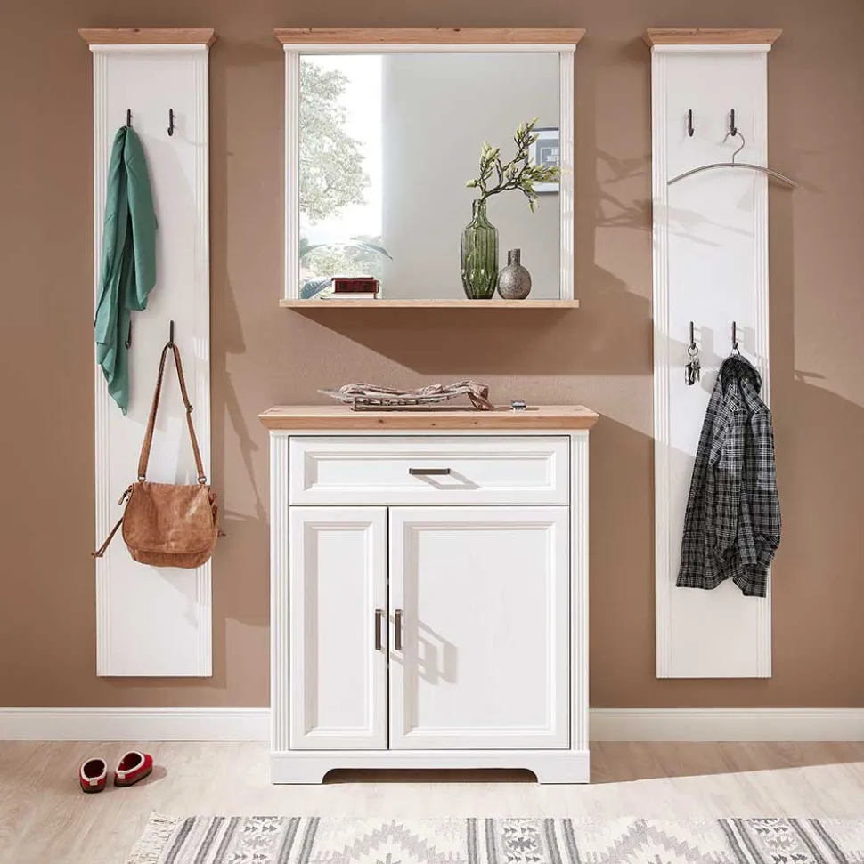 Landhaus Garderoben Set mit 2 Paneelen - Nurelcas I (vierteilig)