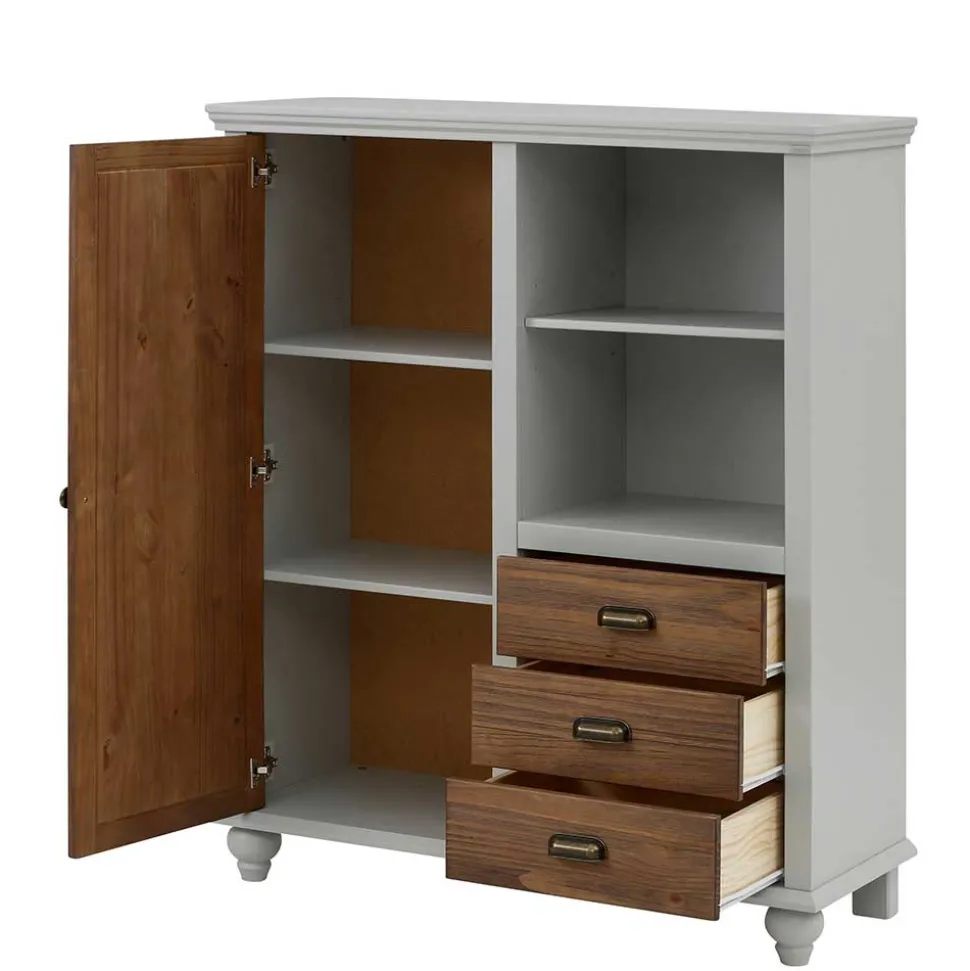 Landhaus Highboard in Holz Braun und Grau - Veproma