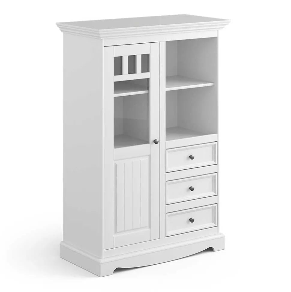 Landhaus Highboard in Weiß lackiert - Indico