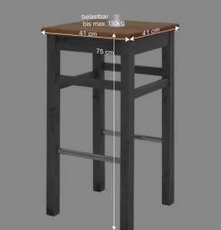 Landhaus Hochtisch und Barhocker Set - Ziamora (dreiteilig)