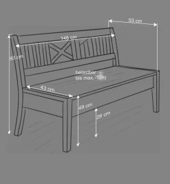 Landhaus Holzbank Jytte drei Sitzplätze