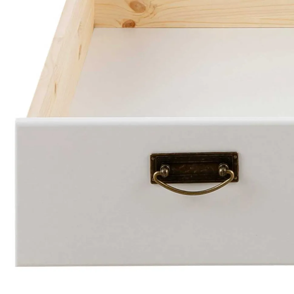 Landhaus Holzbett in Weiß & Kirschbaum - Vendirai