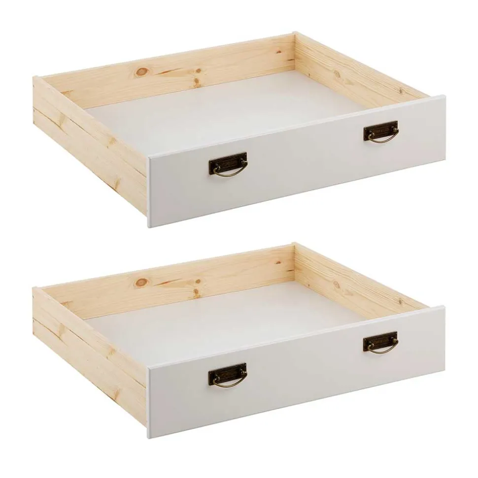 Landhaus Holzbett in Weiß & Kirschbaum - Vendirai