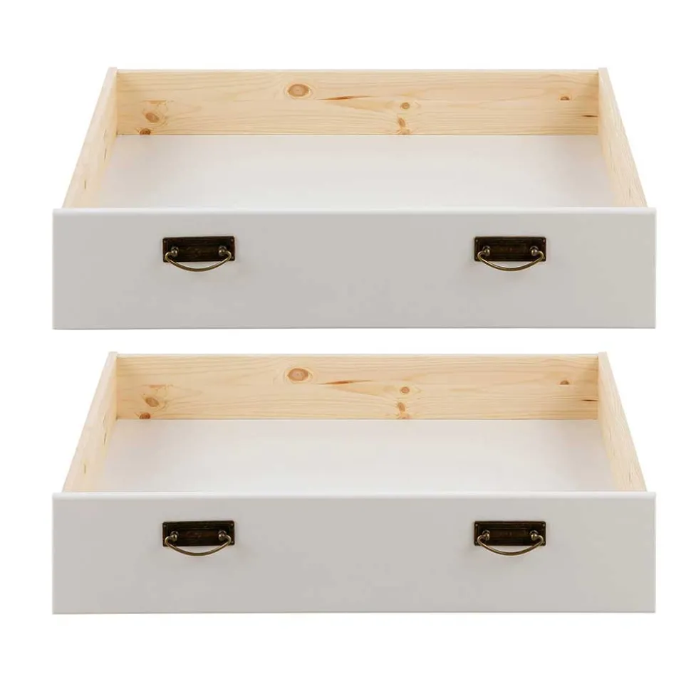 Landhaus Holzbett in Weiß & Kirschbaum - Vendirai