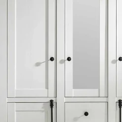 Landhaus Kleiderschrank Chelles in Weiß mit Spiegel