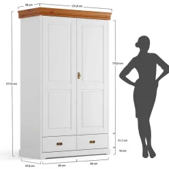 Landhaus Kombi-Kleiderschrank aus Kiefernholz - Varicano