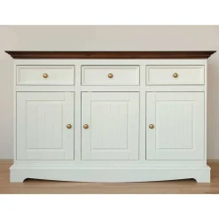 Landhaus Kombikommode in Weiß und Nussbaum - Manipur