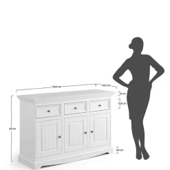 Landhaus Kombikommode in Weiß und Nussbaum - Manipur