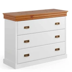 Landhaus Kommode in Weiß und Kiefer - Varicano