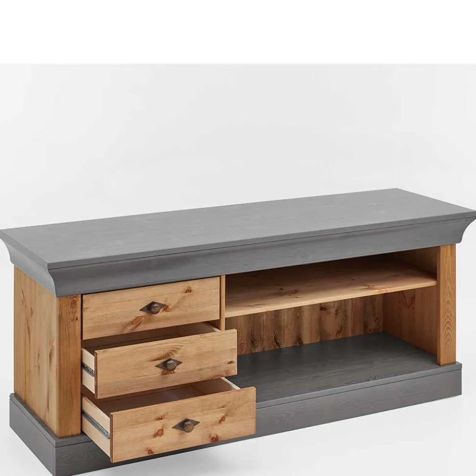 Landhaus Lowboard mit 3 Schubladen & 2 Fächern - Eshelas