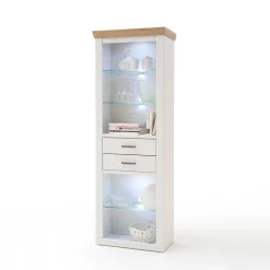 Landhaus MDF Regal mit Glasböden - Samula