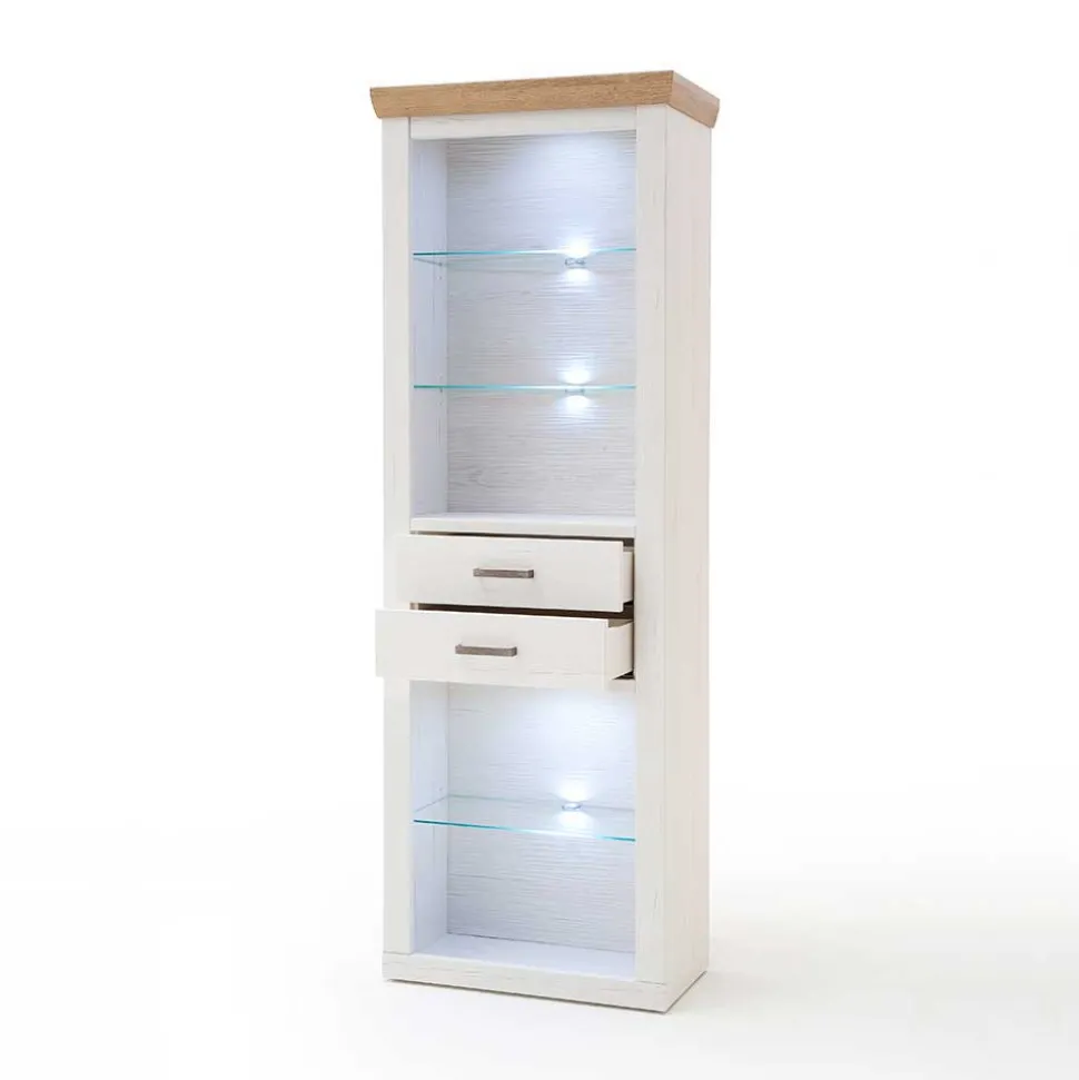 Landhaus MDF Regal mit Glasböden - Samula