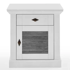 Landhaus Nachtkommode in Weiß & Grau - Urezzas