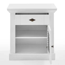 Landhaus Nachtkommode in Weiß & Grau - Urezzas