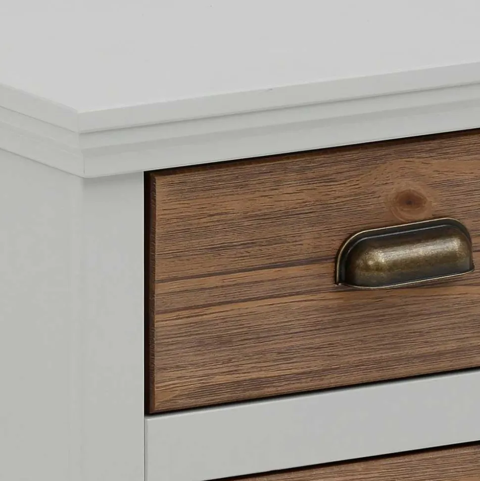 Landhaus Nachtkommode in Holz Braun und Grau - Veproma