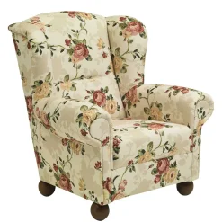 Landhaus Ohrenbackensessel mit Blumen Muster - Zavatraos