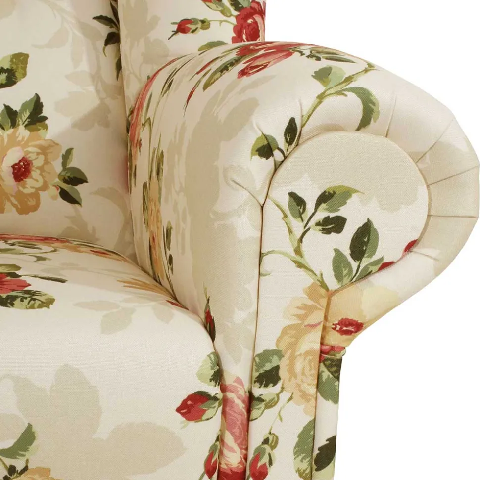 Landhaus Ohrenbackensessel mit Blumen Muster - Zavatraos