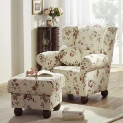 Landhaus Ohrensessel mit Blumen Stoff - Diazaja