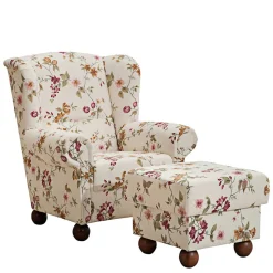 Landhaus Ohrensessel mit Blumen Stoff - Diazaja