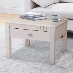 Landhaus Quadrat-Couchtisch in Weiß lasiert - Gabbya