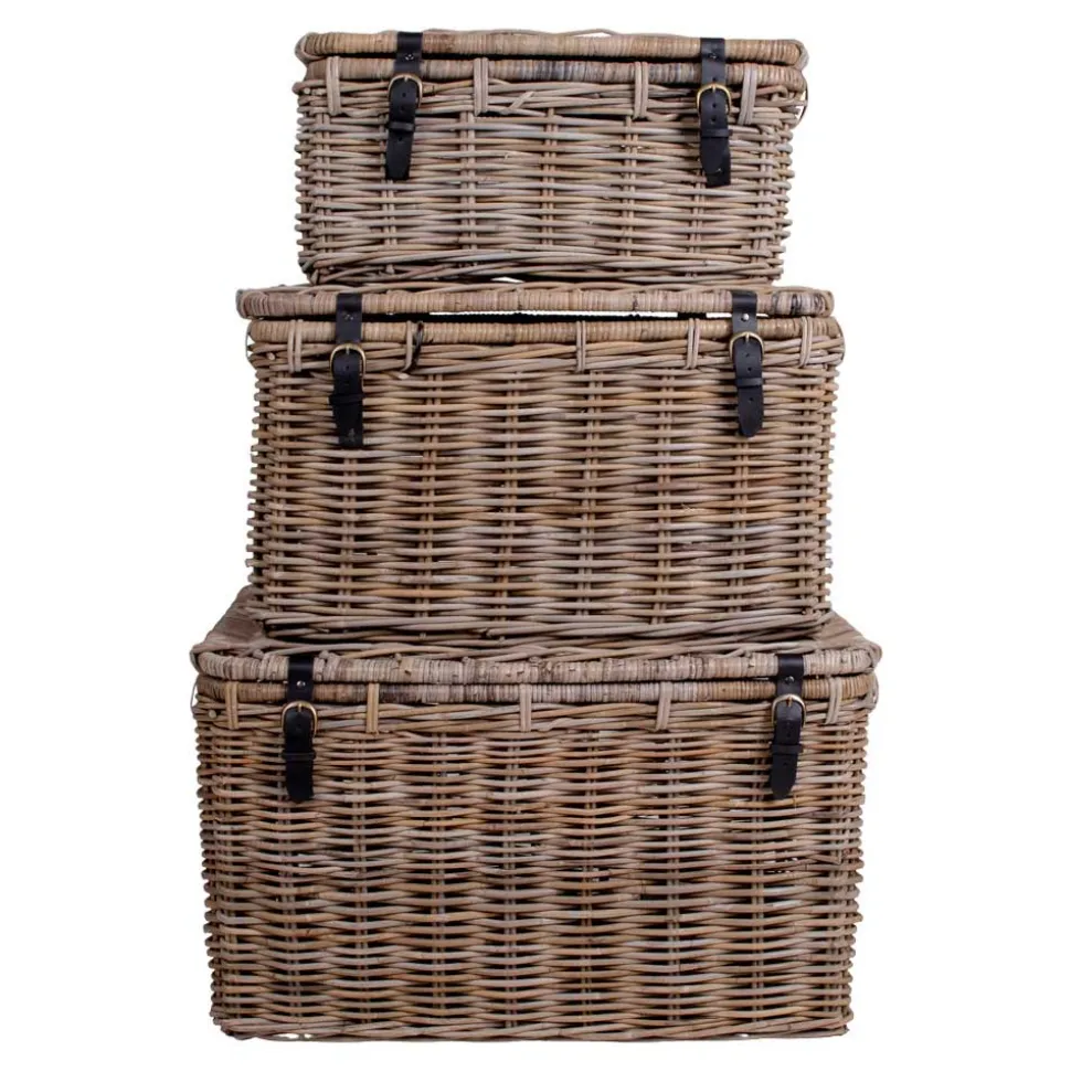 Landhaus Rattan Truhen Set - Speccia (dreiteilig)