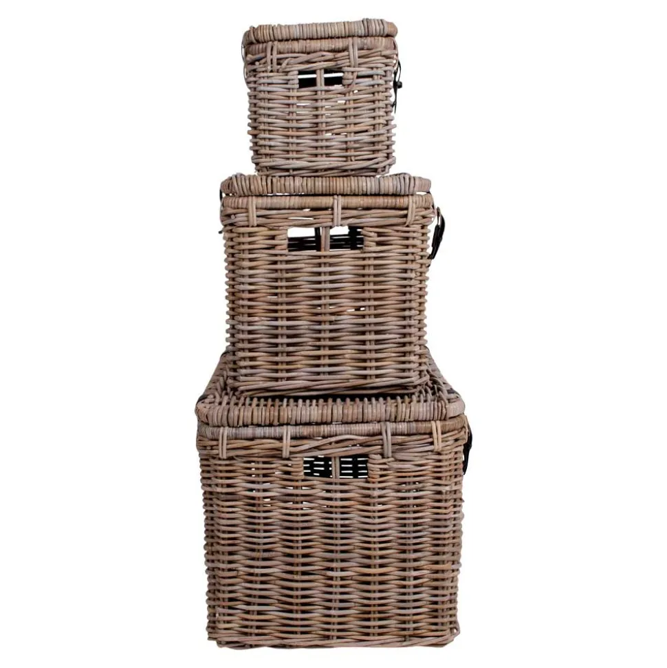 Landhaus Rattan Truhen Set - Speccia (dreiteilig)