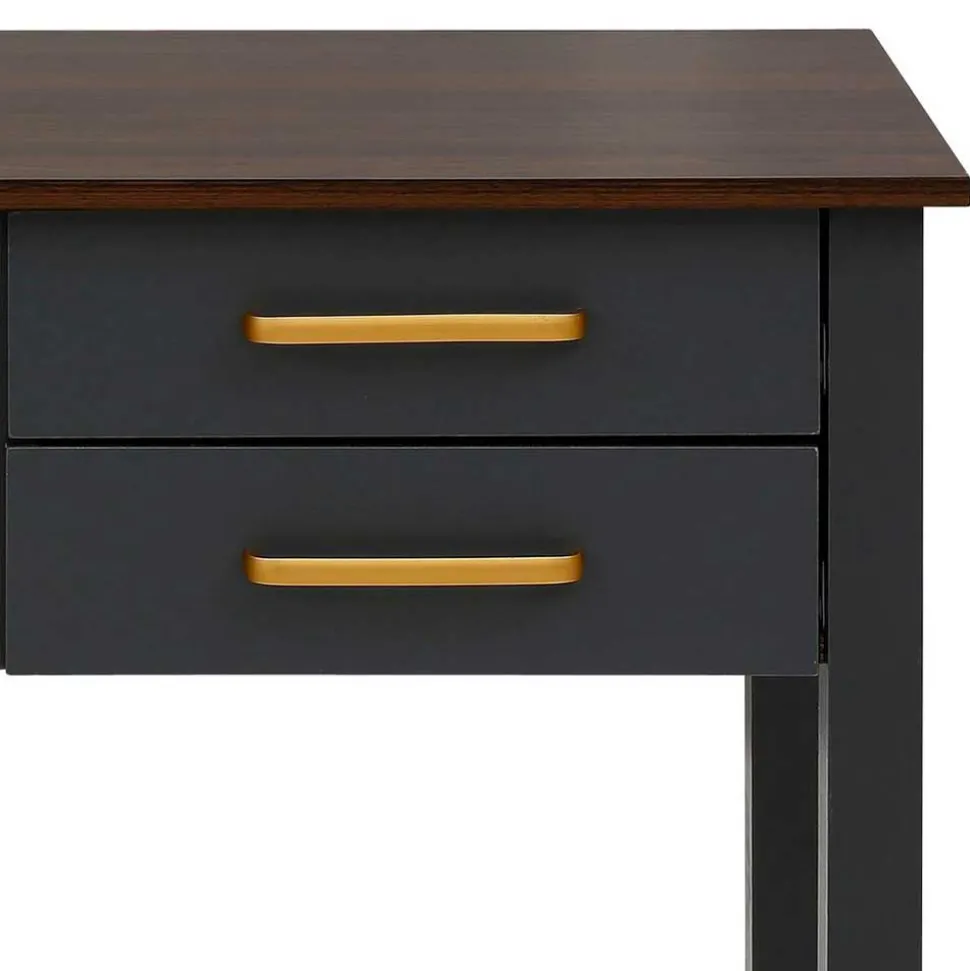 Landhaus Schreibtisch in Dunkelgrau - Mivaldana