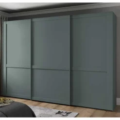 Landhaus Schwebetüren-Schrank in Graugrün - Rajavo