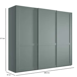 Landhaus Schwebetüren-Schrank in Graugrün - Rajavo