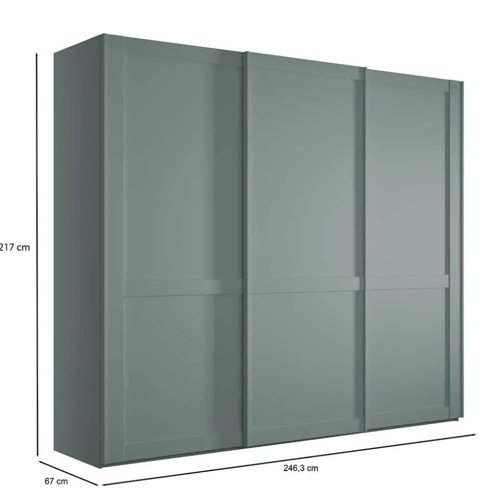 Landhaus Schwebetüren-Schrank in Graugrün - Rajavo
