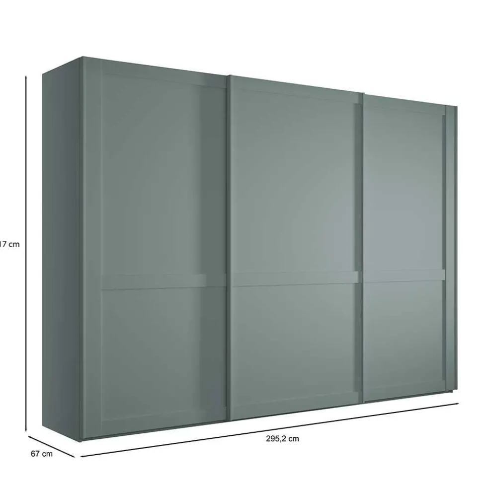 Landhaus Schwebetüren-Schrank in Graugrün - Rajavo