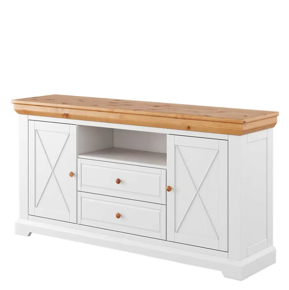 Landhaus Sideboard in Weiß & Natur Kiefer - Saluts