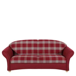 Landhaus Sofa in Rot mit Karomuster - Lyatea