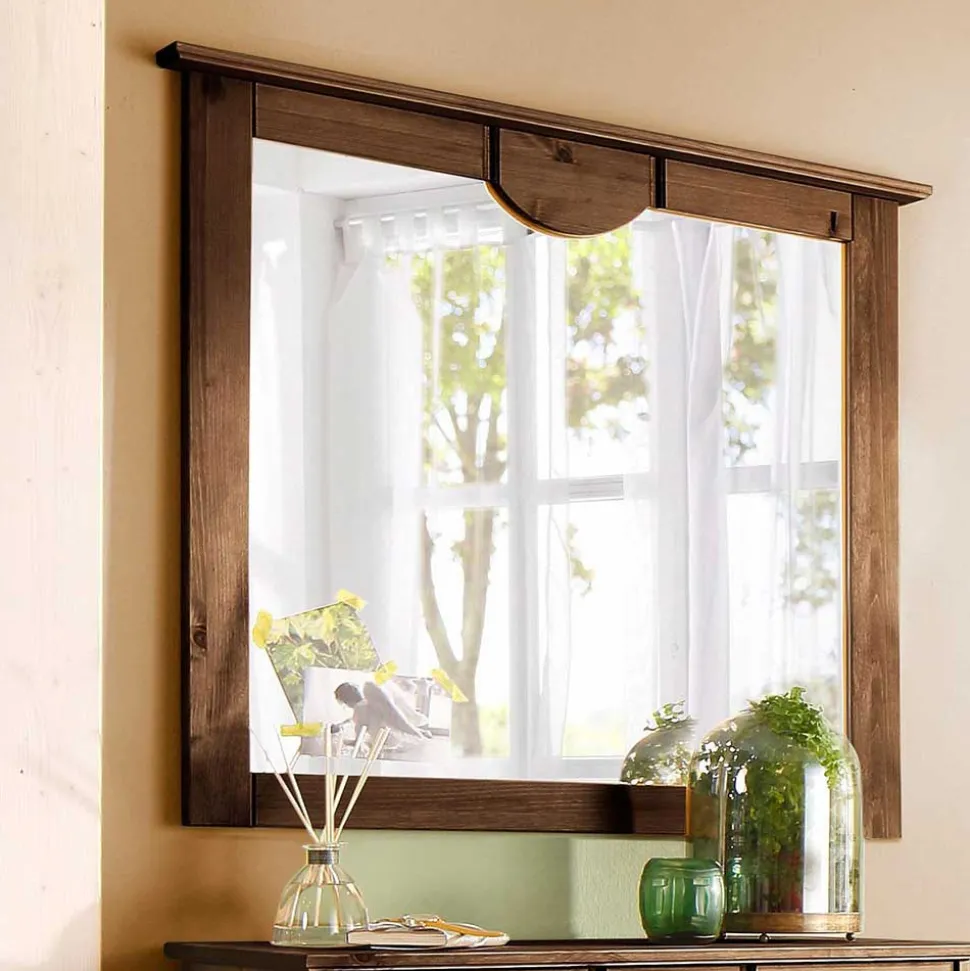 Landhaus Spiegel mit dunklem Holzrahmen - Yemisa