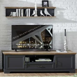 Landhaus TV Bank & Wandregal zweifarbig - Thumbs (zweiteilig)