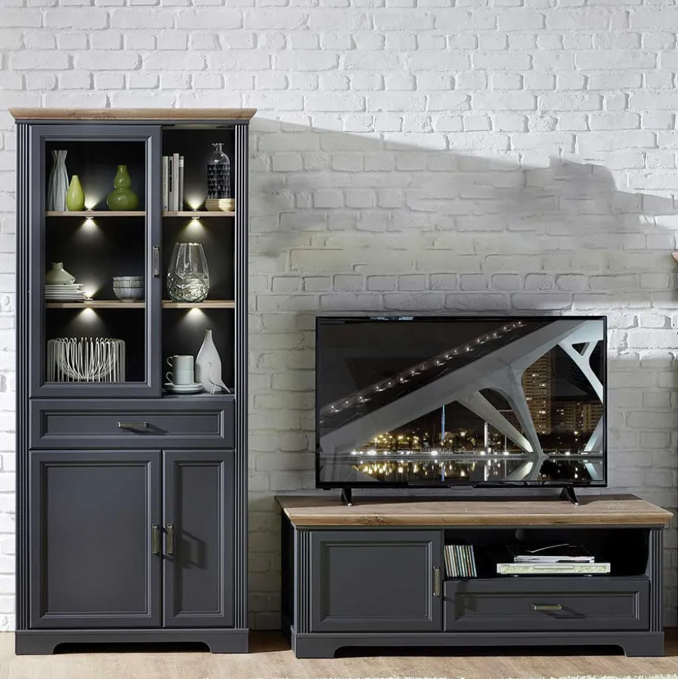 Landhaus TV Board & Vitrine Set - Thumbs (zweiteilig)