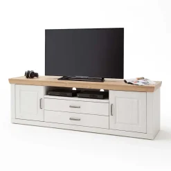 Landhaus TV Element in Weiß & Eichefarben - Samula