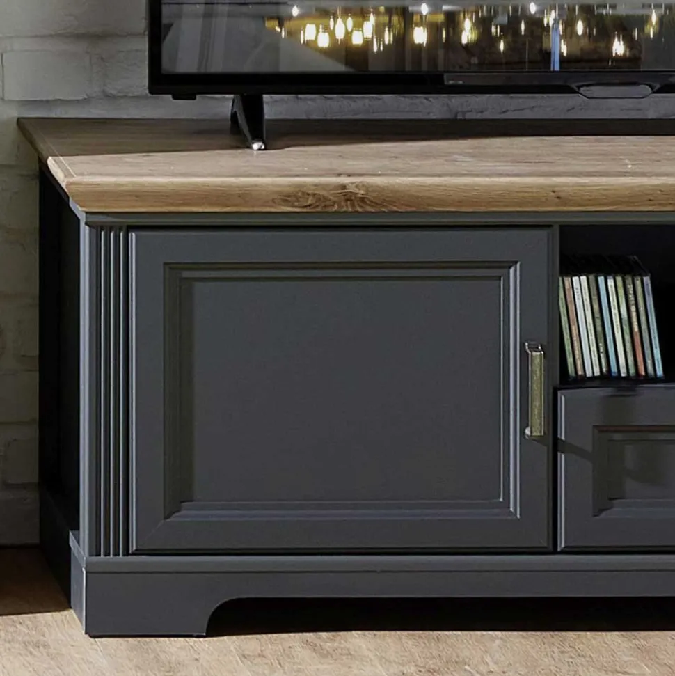 Landhaus TV Lowboard & Standvitrine - Thumbs (zweiteilig)