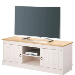 Landhaus TV-Board in Weiß und Kiefer Honig - Zentra