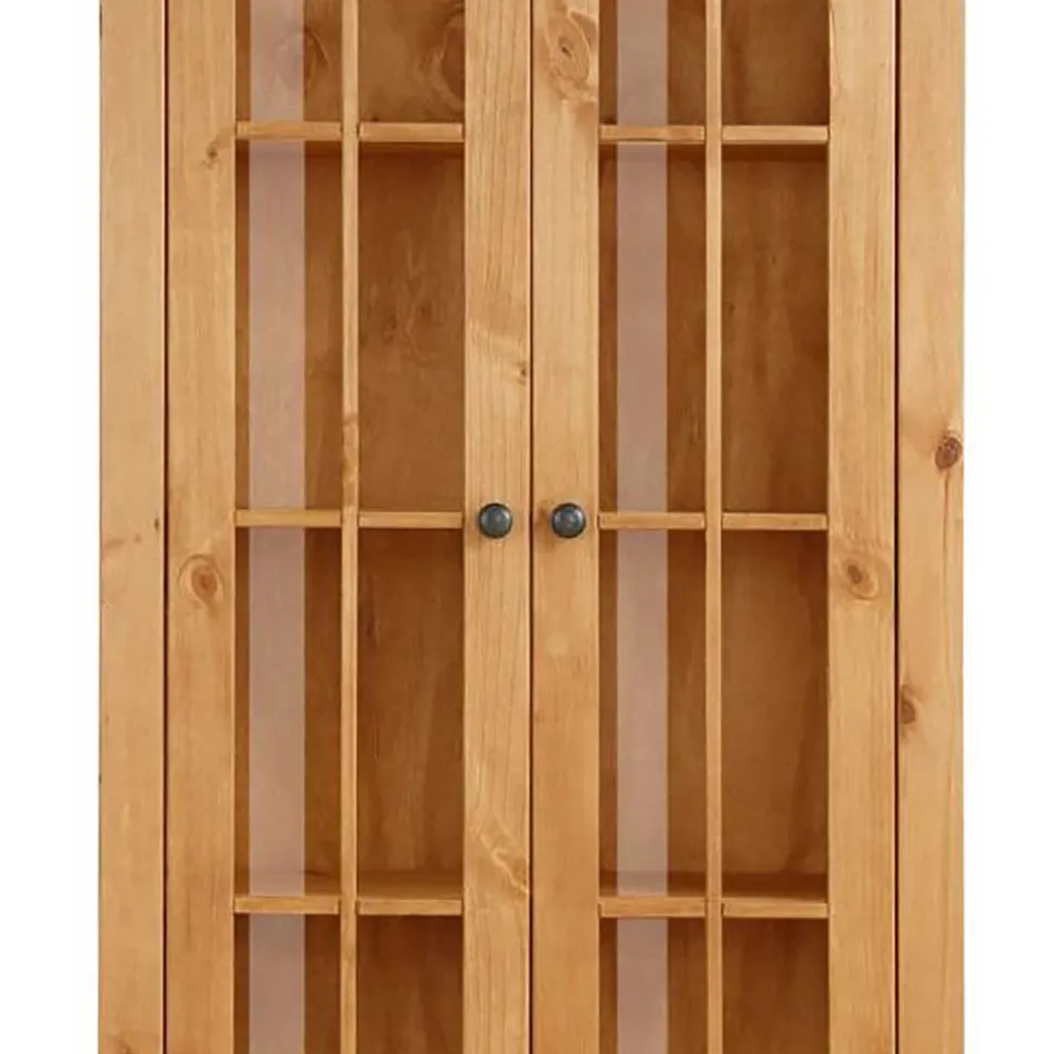 Landhaus Vitrine aus Kiefer Massivholz - Anyamie