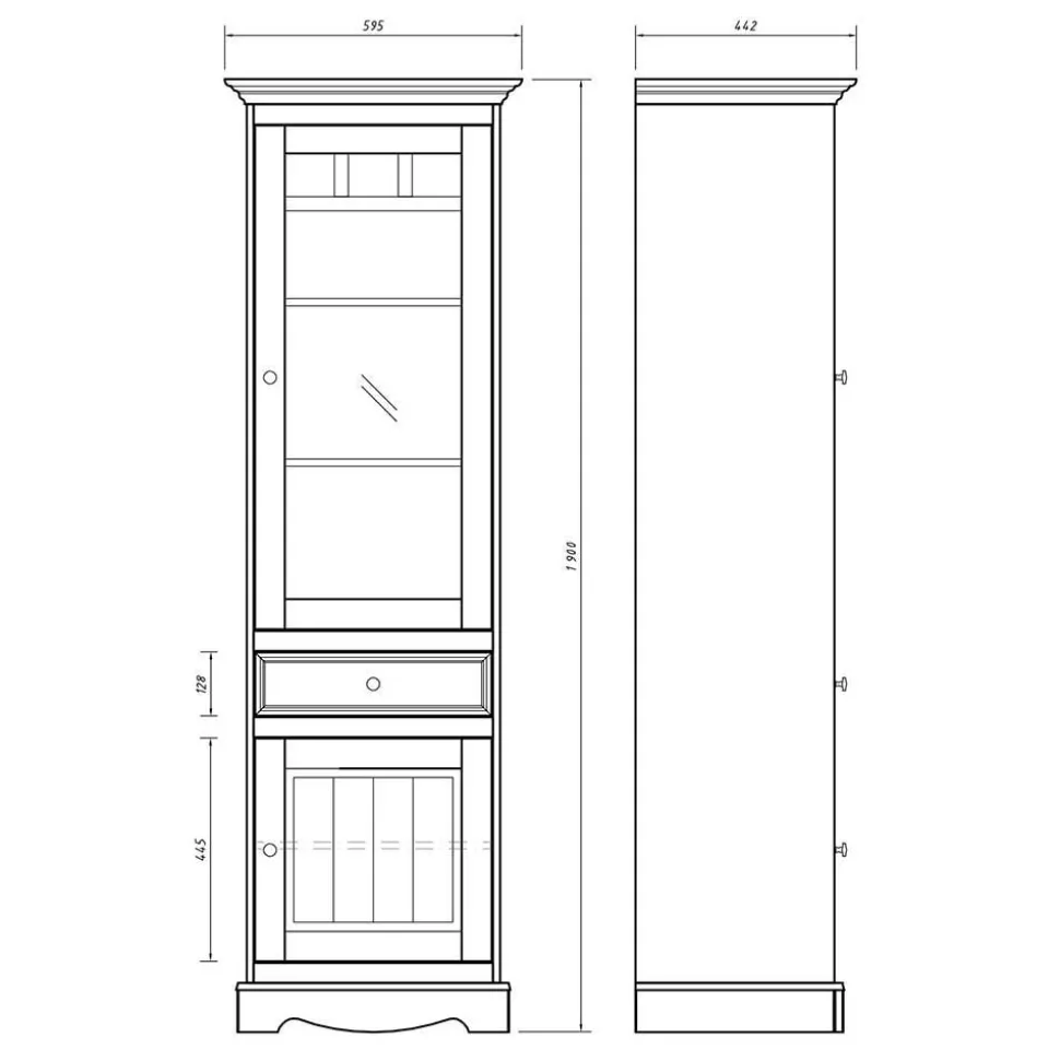 Landhaus Vitrine in Weiß lackiert - Indico