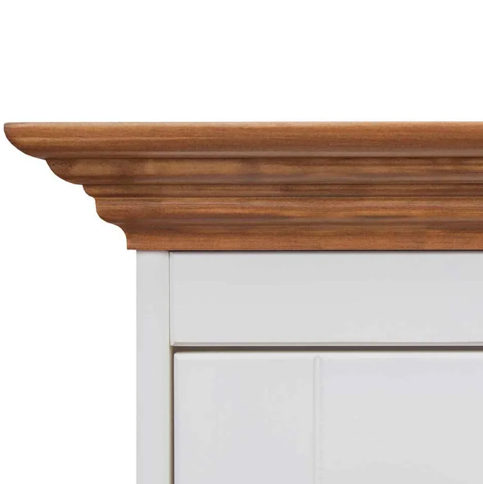 Landhaus Vitrine in Weiß und Eiche - Bordona